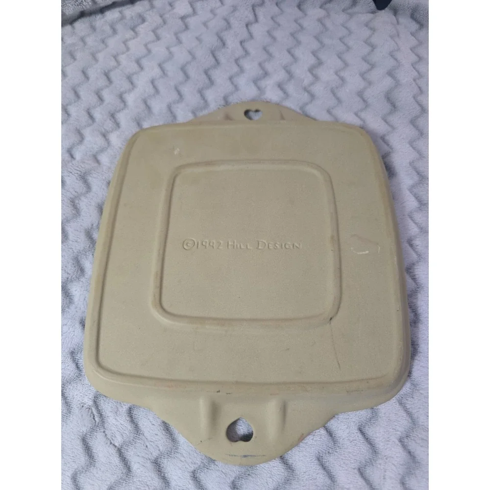 1992 Hill Design Brown Bag Cookie Art Christmas Shortbread Pan Mold Stoneware